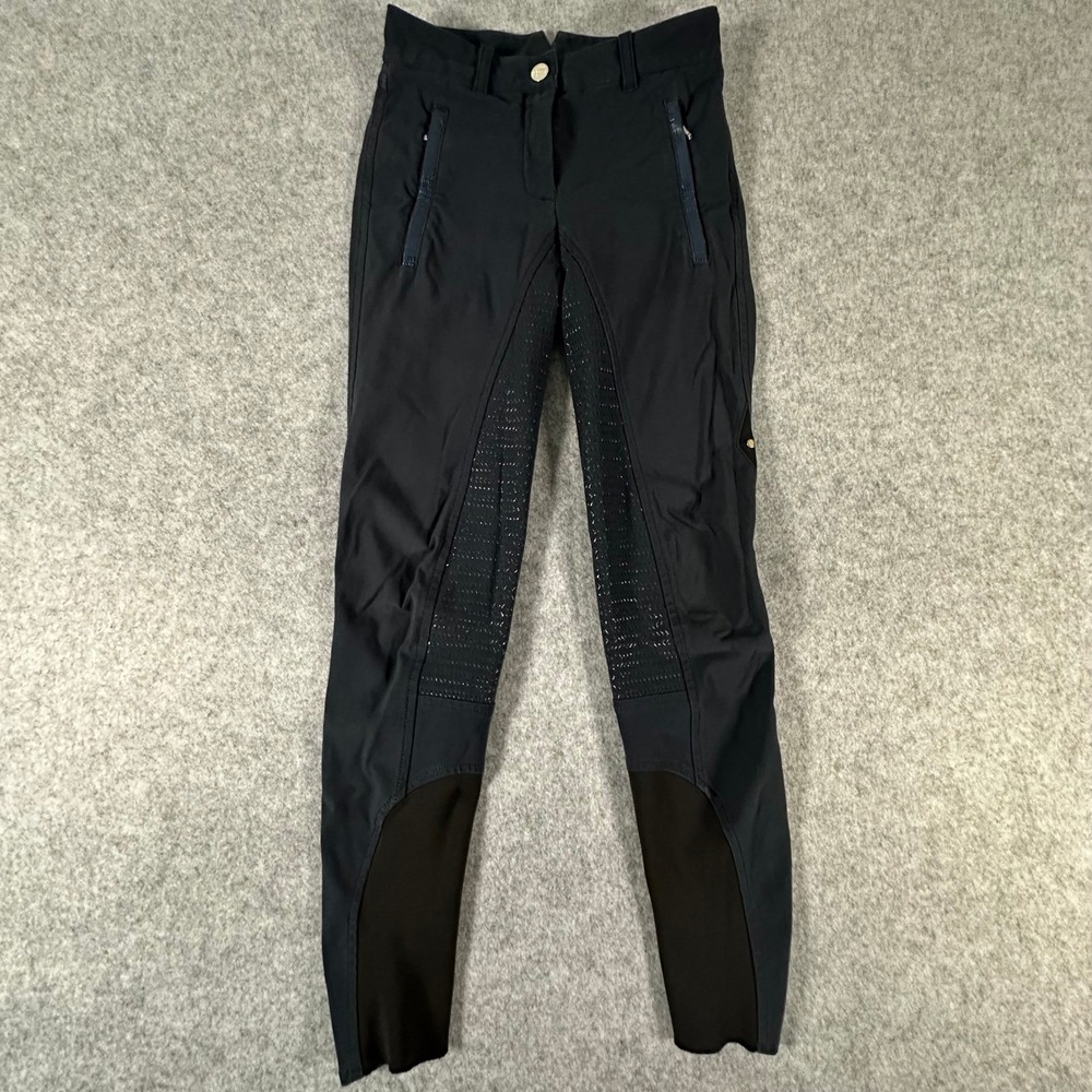 Equiline Riding Breeches Women Size IT 38 GB 6 Black Full Seat Silicone Grip